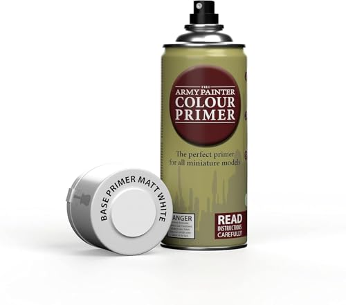 The Army Painter, Colour Primer Matt White, 400 ml spray acrilico | Primer bianco opaco per dipingere miniature Warhammer e Dungeons and Dragons - color: Matt White