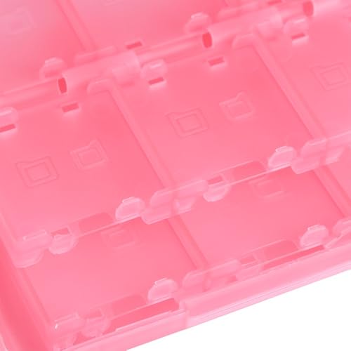 28-in-1 PP Game Card Case Holder - for Nintendo 3DS/DSL/DSI/LL, Cartridge Storage Box with 22 Slots + SD/TF Card Holders + Stylus Organizer(Pink) - color: Pink