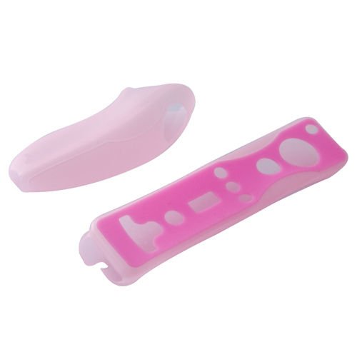 Soft Silicone Cover Case Skin Pouch for Wii Remote Nunchuk Controller Left and Right Joystick Silicone Case Soft Skin Cover (Pink) - color: Pink