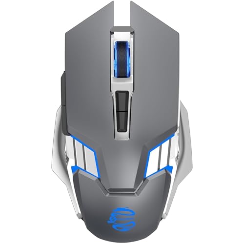 Bluetooth Gaming Mouse, RGB Rechargeable USB Wireless Mouse, Quiet Click, LED Backlit, Ergonomic, with Side Button, 6 Button, DPI Adjustable, Computer Mice for Laptop PC MacBook Chromebook - Grey - color: Grey