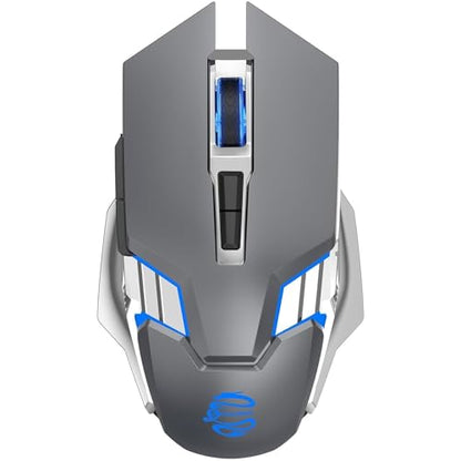 Bluetooth Gaming Mouse, RGB Rechargeable USB Wireless Mouse, Quiet Click, LED Backlit, Ergonomic, with Side Button, 6 Button, DPI Adjustable, Computer Mice for Laptop PC MacBook Chromebook - Grey - color: Grey