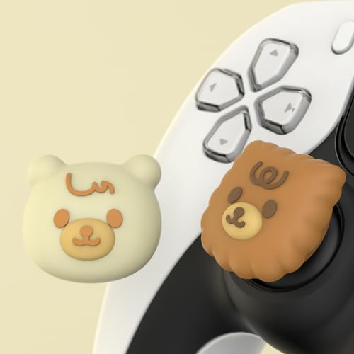 PlayVital Thumb Grip Caps for Xbox Series S/X, Xbox One, Elite Series 2 Controller, Cute Joystick Caps for ps5/EDGE/ps4, Thumbstick Cover for Switch 2 Pro/Switch Pro Controller - Cute Bear - color: Cute Bear
