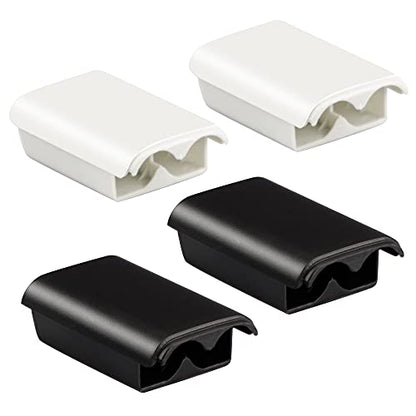 Xahpower Battery Pack Cover for Xbox 360, Replacement Battery Pack Cover Shell Repair Part Compatible with Xbox 360 Wireless Controller(4 Pack, Black, White)