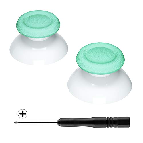 eXtremeRate Mint Green & White Dual-Color Replacement 3D Joystick Thumbsticks for PS5 Controller, Analog Thumb Sticks with Screwdriver for PS4 Slim Pro Controller - color: Mint Green White