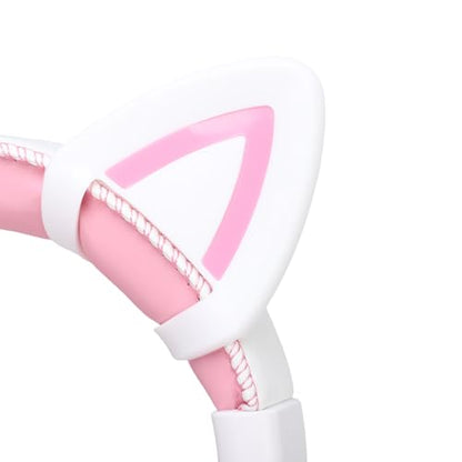 Wired Gaming Headset, Noise Cancelling RGB Luminous Comfortable 50mm Driver PC Gaming Headset, Over Ear Headphones with Flexible Microphone and 7.22ft Cable, for Home Office (Pink) - color: Pink