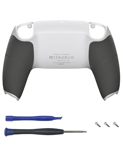 CHARM FOCUS Back Shell Grip Cover Compatible with PS5 Controller, Soft Rubber Overmold and Anti-Slip Diamond Texture, Seamless-Fit Replacement for PS5 Controller Shell, White/Gray - color: White/Gray