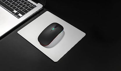 WREANU Wireless Bluetooth Mouse Rechargeable Laptop Mice with LED Lights Silent Slim Use(BT5.2 and 2.4G Portable USB Receiver)Dual Mode Computer Mouse for Laptop/iPad/Tablet/Apple/Computer/Mac(Silver) - color: Silver Wireless Bluetooth Mouse