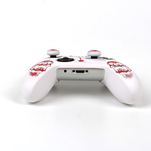 Skull Controller Skin Compatible with Xbox Series X Wireless Controller, RALAN Protector Case， Customised Thumb Grips Cap - color: Skull white red