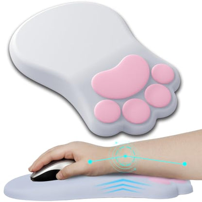 L-SPOUTTO Ergonomic Mouse Pad with Wrist Rest,Cute Mouse Pad Wrist Support | Cat Paw Comfortable Massage Design,Computer Pain Relief Mousepad with Non-Slip PU Base for Desk Laptop Gaming,Grey - color: Grey