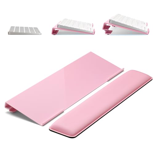 Laborio Computer Keyboard Stand for Desktop, 2-Level Height Adjustment Keyboard Wrist Rest, Non-Slip Key Board Riser Pad for Office, Gaming, and Home Desks(Pink) - color: Pink