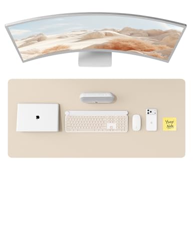 YSAGi Leather Desk Pad Protector, Office Desk Mat, Large Mouse Pad, Non-Slip PU Leather Desk Blotter, Laptop Desk Pad, Waterproof Desk Writing Pad for Office and Home (Eggshell, 47" x 17") - color: Eggshell, size: 47" x 17"