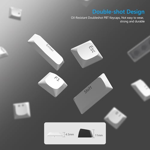 Womier Keycaps, Low Profile Keycaps, Shine Through Key caps Custom | PBT Keyboard Key caps for 60% 65% 75% 80% 100% Cherry Gateron MX Switches Mechanical Keyboard,White Backlight - color: White