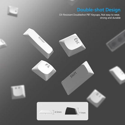 Womier Keycaps, Low Profile Keycaps, Shine Through Key caps Custom | PBT Keyboard Key caps for 60% 65% 75% 80% 100% Cherry Gateron MX Switches Mechanical Keyboard,White Backlight - color: White