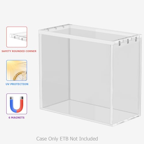 ETB Acrylic Protector Case 8mm Thick Magnetic Lid Closure Easy Top Loading UV Protection Dustproof Display Case Compatible with Elite Trainer Boxes(Case Only) - size: Elite Trainer Box Case