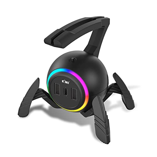 KIWIFOTOS Mouse Bungee RGB Gaming Mouse Cord Holder Controller | Mouse Wire Holder, Cable Management Smart RGB LED Lighting, 2 Port USB Hub & 1 Type-C