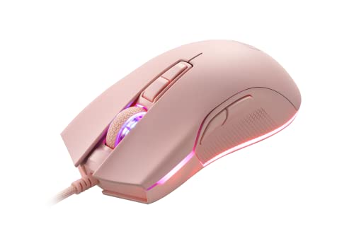 i-rocks M31E RGB Wired Gaming Mouse : 6400 DPI Optical Sensor - 60 Million Click lifespans - Compatible Software - 7 Programmable Buttons - Peach Pink - color: Pink