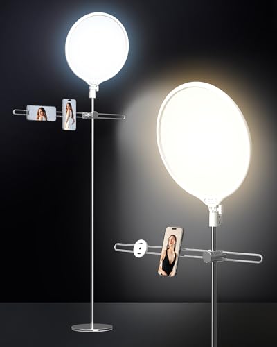 LED Ring Light with Stand 150cm, Professional 6000K Full-Screen Big Ring Lighting with Phone Holder, Selfie Lights for Studio Video Photography, TikTok, YouTube, Live Stream - color: Upgrade-Silver
