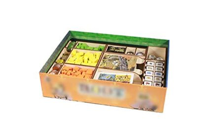 The Broken Token Game Organizer Compatible with Root - Wooden Game Organizing Box with Multiple Trays