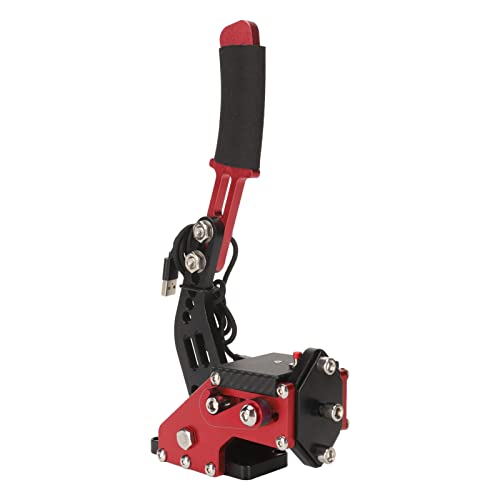 Septpenta USB Handbrake, 2 in 1 Computer Simulation Racing Game Handbrake, 64 Bit Universal Handbrake, Plug and Play for G27 G25 G29 T500 T300, Windows(Red) - color: Red