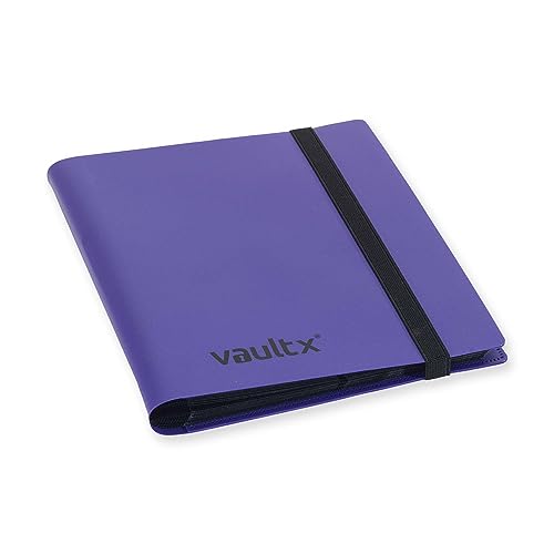 Vault X 4 Pocket Strap Trading Card Binder 160 Cards Side Loading (Purple) | Holds 160 standard-size TCG cards in 20 side-loading 4-pocket pages. Padded, water-resistant cover. - color: Purple