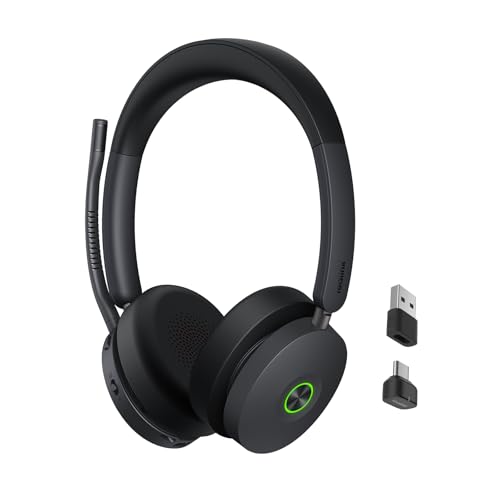 Yealink BH74 ANC Wireless Headset with Mic for Work, Bluetooth Headset Noise Cancelling with 6 AI Microphone,32H Battery Life & Mute Button,Microsoft Teams Premium Open Office Certified for PC - color: Black (Teams), style: BH74