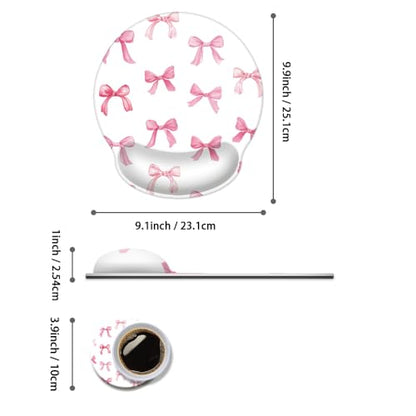 Mouse Pad with Wrist Support, Ergonomic Mouse Pad with Memory Foam Wrist Rest Cushion, Non-Slip Rubber Base Gaming Mice Pad for Home Office Computer Laptop,Pink Bow - color: Pink Bow