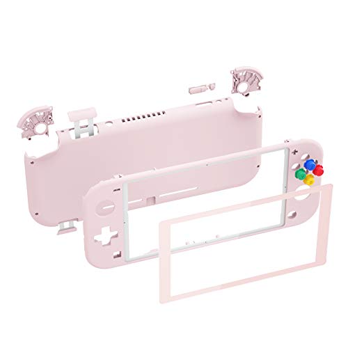eXtremeRate Cherry Blossoms Pink DIY Replacement Shell for Nintendo Switch Lite, NSL Handheld Controller Housing with Screen Protector, Custom Cover for Nintendo Switch Lite [Console NOT Included] - color: Cherry Blossoms Pink