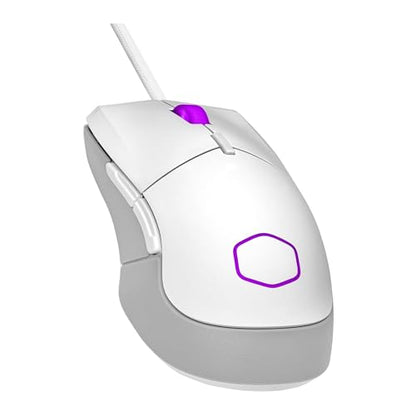 Cooler Master MM310 Wire Gaming Mouse White, Adjustable 12,000 DPI, Palm|Claw Grip, PixArt Optical Sensor, Ultraweave Cable, PTFE Feet, RGB Lighting (MM-310-WWOL1) | Pixart PAW3327 Sensor Up to 12, Ultraweave USB-C Cable, Ptfe Feet, Rgb Lighting, 50 G - s