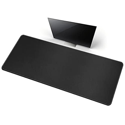 CENNBIE Leather Desk Mat, 66.9" x 23.6" Desk Mat on top of desks (Black) | Premium Stitched Edges Resist Wear. Waterproof, Non-Slip & Easy To Clean. Protects Desk From Scratches. For Office & Home. - color: Black, size: 23.6" x 66.9"