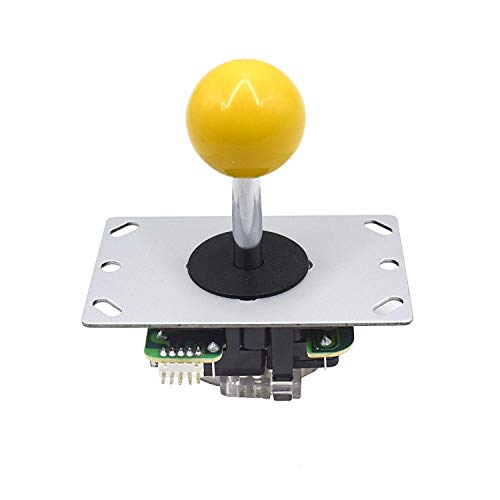 Yellow Ball Top Handle 5 Pin Micro Switches 4 & 8 Way Adjustable Arcade Joystick Replacement Cable Parts for Mame Jamma Arcade USB Encoder PC Game Cabinet DIY Joystick and Button Kit…
