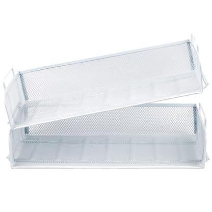 EASEPRES 2 Pack Stackable Desk Paper Tray, Metal Mesh Desktop Document Letter File Organizer for Office Home School, 13.5'' L x 9.75'' W x 5.5'' H, White - color: 2 Pack White