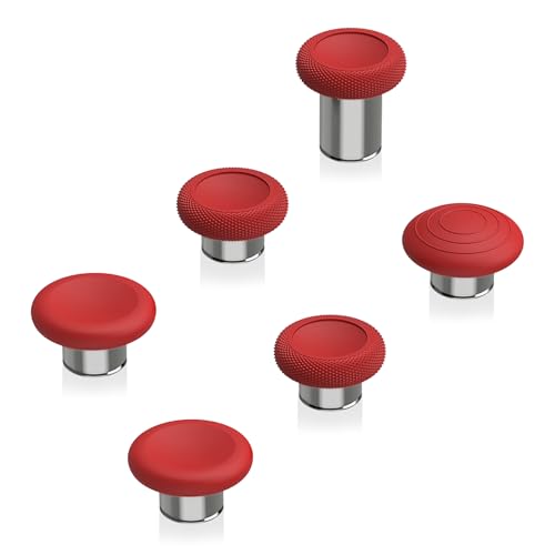 eXtremeRate 6 in 1 Metal Replacement Thumbsticks for Xbox Elite Series 2 Controller, Passion Red & Metallic Silver Swappable Magnetic Analog Stick Joystick Caps for Xbox Elite 2 Controller -Model 1797 - color: Passion Red & Metallic Silver