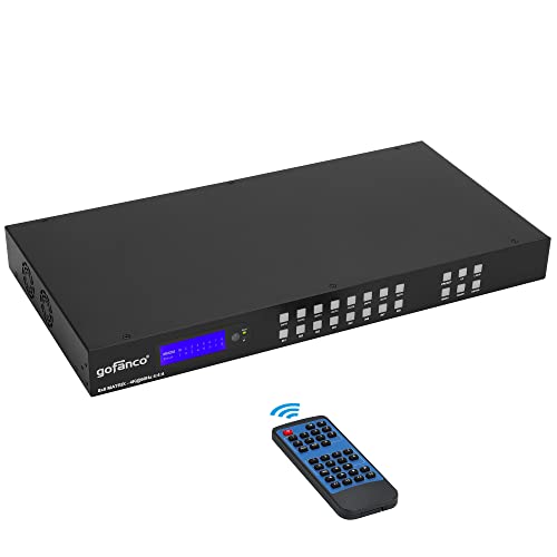 gofanco 8x8 HDMI Matrix Switch with LCD Info Screen (Matrix88HD2) | 1U, 4K60Hz 4:4:4, HDCP 2.2/1.4, Auto Downscaling, Supports Dolby Vision, HDR10, HLG, Atmos, Audio Embed/Extract, EDID - size: 4K 60Hz 8x8