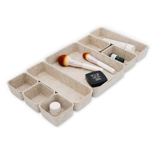 Welaxy 8pc Nordic Minimalist Desk Organizer Tray Beige Oatmeal Storage | Sustainable material soft yet sturdy,multi-purpose storage, sleek minimalist lifestyle - color: Oatmeal