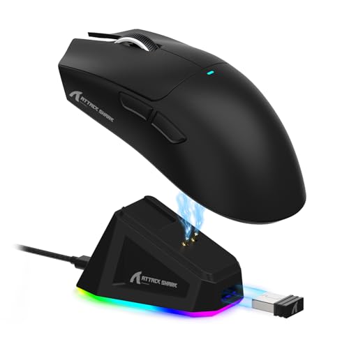 ATTACK SHARK X11 Wireless Gaming Mouse, PAW3311 Sensor, Lightweight, RGB Charging Dock, 22,000 DPI, Tri-Mode Connectivity, 5 Programmable Buttons - Black - color: Black, size: Mouse only