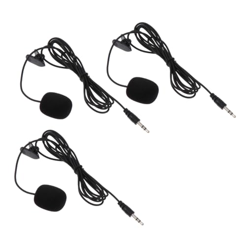 Toyvian 3pcs Professional Lavalier Condenser Microphones with Noise Reduction Clip Collar Mics for Gaming Recording Broadcasting Compatible with Gimbal Cameras and Mobile Devices