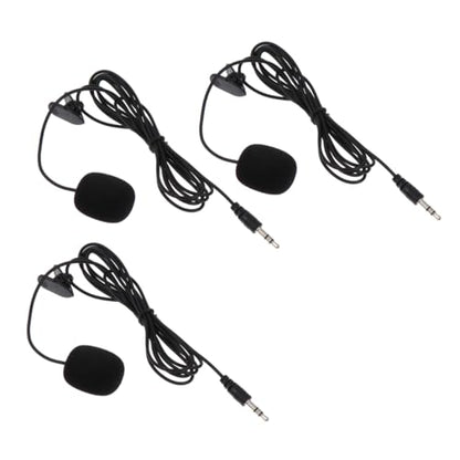 Toyvian 3pcs Professional Lavalier Condenser Microphones with Noise Reduction Clip Collar Mics for Gaming Recording Broadcasting Compatible with Gimbal Cameras and Mobile Devices
