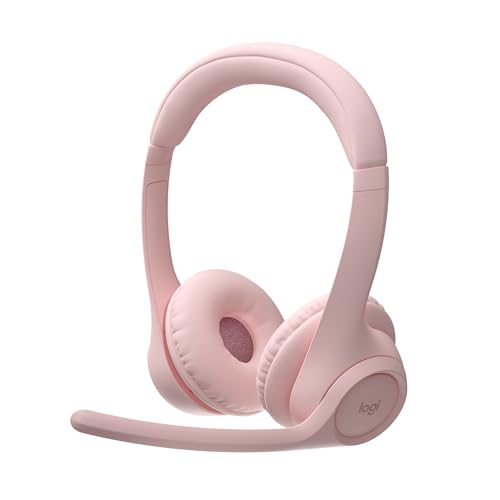 Logitech Zone 300 Wireless Bluetooth Headset with Noise-Canceling Microphone, Compatible with Windows, Mac, Chrome, Linux, iOS, iPadOS, Android – Rose - color: Rose