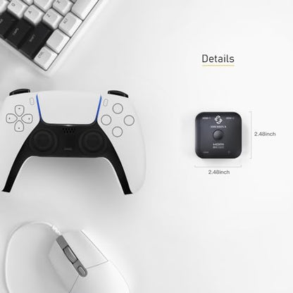 10K 8K HDMI Switch – 2 in 1 Out, Bi-Directional HDMI Switcher | 8K@60Hz, 4K@240Hz, Compatible with PS5, PS4, Xbox, Fire Stick, Apple TV, Projector