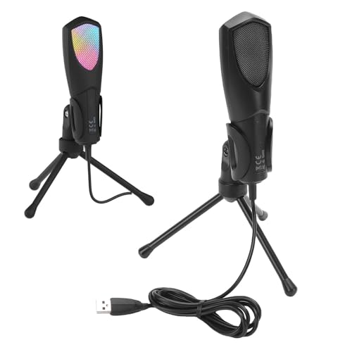 LICAEVEY Gaming Microphone, USB Condenser PC Mic with RGB Lighting and Tripod Stand for Streaming Podcasting Recording on Computer Laptop