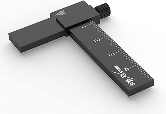 Equidistant Parallel Scriber Isometric Parallel Scribe Carving Ruler Model Cutting Scribed Line T-Shaped Ruler for Figure Kit Miniature Scale Model Hobby Craft Tool Accessories (Black) - color: Black
