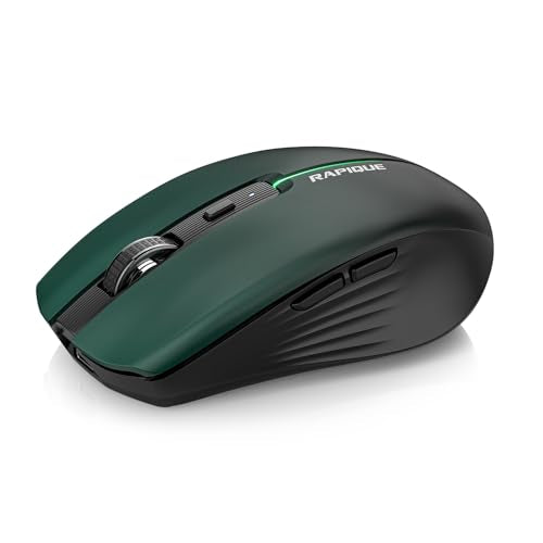 RAPIQUE Bluetooth Wireless Mouse, Bluetooth 5.1 & 2.4G, Green-to-Black | USB-C Rechargeable, Silent Click, 3-Device Switching, Ergonomic 6-Button for Windows/macOS/Android/iOS/Laptop/MacBook - color: Green Gradient