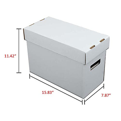 CROSSDESIGN 10 Pack Box Storage for Storing Small Items/Books/Kitchen/Supplies/Card, Corrugated Board Holds 150-175 Comics Collapsible/Stackable - size: 10 Pack | w/ handle