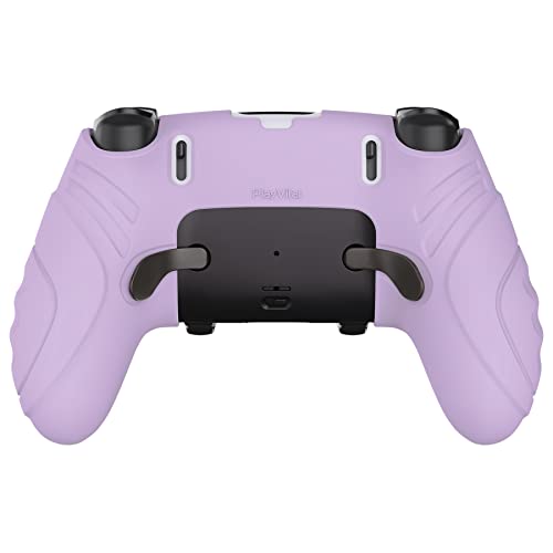 PlayVital Guardian Edition Anti-Slip Ergonomic Silicone Cover Case for ps5 Edge Controller, Soft Rubber Protector Skin for ps5 Edge Wireless Controller with Thumb Grip Caps - Mauve Purple - color: Mauve Purple