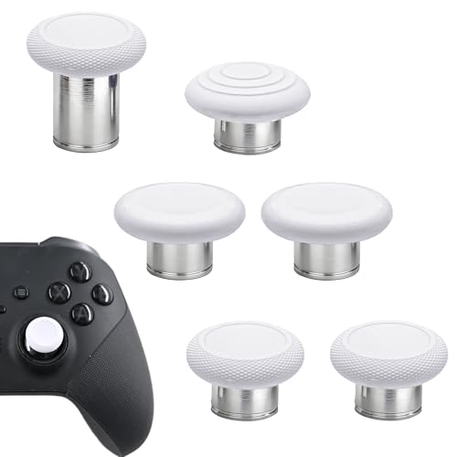 6 in 1 Metal Magnetic Thumbsticks for Xbox Elite Series 2 Controller,Swappable Magnetic Analog Stick Joystick Caps Replacement for Xbox Controller Elite Series 2/Elite Series 2 Core(White) - color: White