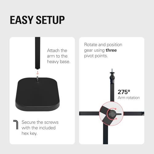 Elgato Wave Desk Stand, Adjustable Microphone Mount | Three pivot points, Holds gear up to 1kg, Mounts camera, light, or phone, Cable ties included, Solid-metal build
