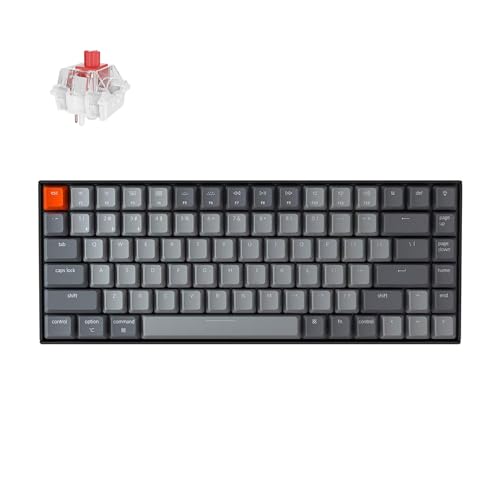 Keychron K2 75% Layout Bluetooth Mechanical Keyboard Super Red Switch/White LED Backlit/Anti Ghosting/N-Key Rollover/84 Key USB C Wired Computer Keyboard for Mac Windows-Version 2 - color: Red Switch