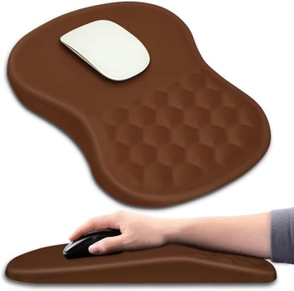 Hokafenle Ergonomic Mouse Pad Wrist Support with Massage Design, Wrist Rest Pain Relief Mousepad with Memory Foam&Non-Slip PU Base, Mouse Pads for Wireless Mouse & Desk (12x8 inch,Brown) - color: HK013-Brown