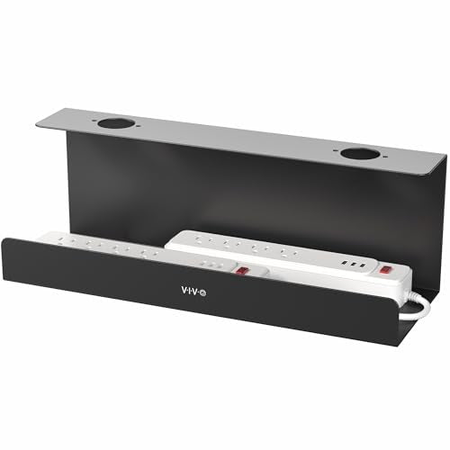 VIVO Black 17 inch Extra Deep Cable Management Tray, DESK-AC16-1C | Under Desk, Low Profile Power Strip Holder, Cord Organizer, Wire Tamer Steel Cable Rack for Office and Home, Holds 11 lbs - color: Black, size: Extra Deep