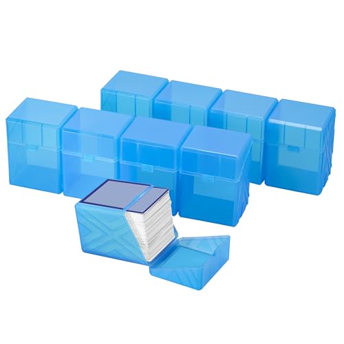 Brappo 9 Pack Card Deck Boxes for 200+ Standard Size Card Storage Box, Clear Commander Card Deck CaseCompatible MTG, Trading Cards, Sport Cards.(No Cards) (Blue, 9 pack) - color: Blue, size: 9 pack